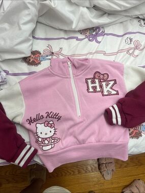 Hello Kitty Pink and Burgundy Half-Zip Sweatshirt for Kids